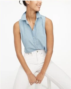 Nwt J. Crew Factory Chambray Button-up Shirt In Signature Fit AX632 Sz Medium - Picture 1 of 6