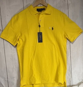 New POLO RALPH LAUREN Yellow Pique Small Classic Shirt $110 msrp NWT Purple Pony - Picture 1 of 7