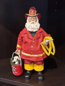Possible Dreams Fireman Santa Hose Dalmatian Dog in Basket Dept 56 Clothtique - Picture 1 of 6
