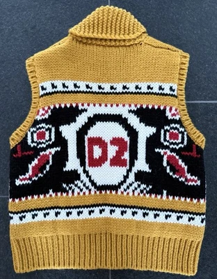 DSQUARED2 F/W 2020 ETHNO 12Y HOT KNIT WOOLEN ZIP VEST WOOL PULLI WESTE superhot - Bild 1 von 4