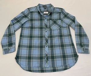 NWT Women’s Eddie Bauer Twin Falls 2.0 Blue Plaid Flannel Top L MSRP $69 - Picture 1 of 5