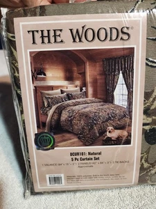 THE WOODS CAMO CAMOUFLAGE *NEU 5-TEILIGES VORHANGSET* JAGDHÜTTE LODGE VORHÄNGE - Bild 1 von 6