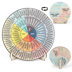 Sentimientos Rueda Terapia Oficina Escritorio Decoración 5.9 Pulgadas Doble Cara Madera Mental He... - Imagen 1 de 7