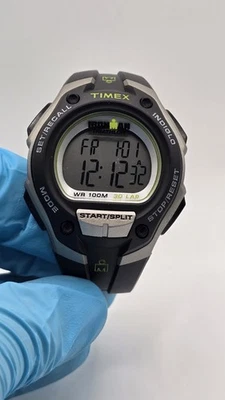 Timex Reloj Hombre T5K412 Ironman 43mm Digital Indiglo Negro Goma Banda Cuarzo Foto 1 de 4