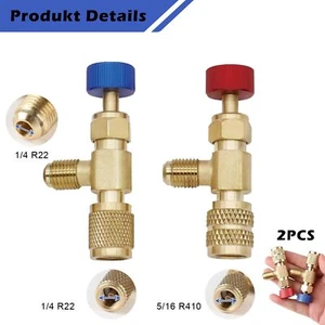 2x Kältemittel R410 R22 Ventil Flaschenöffner 1/4''-5/16'' SAE Für Klimaanlagen - Bild 1 von 8