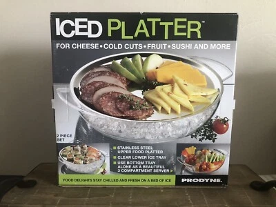 Prodyne Iced Platter 2 Piece Set Upper Stainless Steel Bottom Clear Acrylic - Image 1 of 4