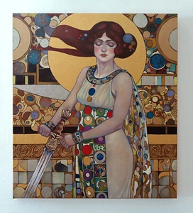 paintings on canvas, handmade, golden style Gustav Klimt, oil painting, original - Picture 1 of 11