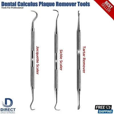 Dental Tartar Remover Plaque Sickle Scaler Jacquette Calculus Tooth Scraper 3Pcs - Image 1 of 4