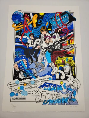 🌟 Serigrafía Artística Star Wars "ESPACIO" 2022 Artista Ermsy AUTO #/77 con Certificado de Autenticidad Foto 1 de 4