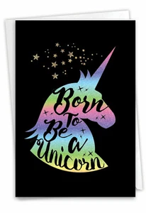1 Birthday Card with Envelope - Horns and Unicorns C6826CBDG - Picture 1 of 6