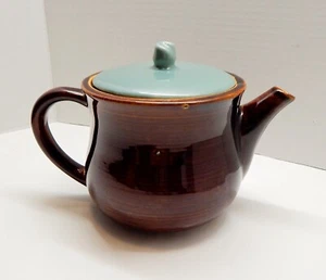 Red Wing Pottery USA Village Green Teal Brown Pottery Tea Kettle Pot - Picture 1 of 11
