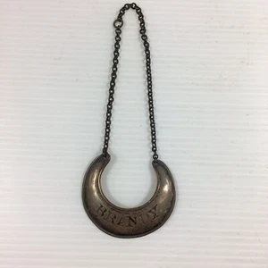 Antique 19th Century Crescent “Brandy” Label Silver Plated Copper - Picture 1 of 6