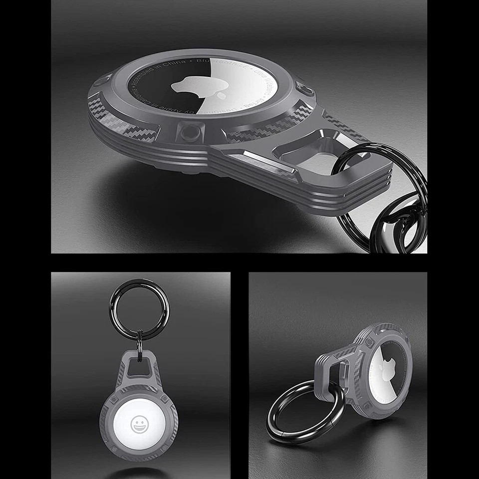 for Apple Airtag Protective Case Poetic Key Ring Tracker Keychain Cover Gray