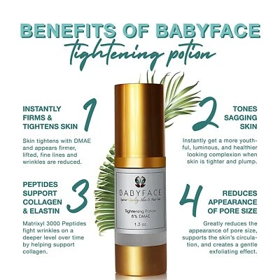 Babyface Tightening Serum STRONG 8% DMAE Matrixyl 3000 Shrinks Pores, Tightens - Image 1 of 4