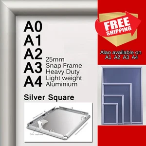 A0 A1 A2 A3 A4 PREMIUM Aluminum Snap poster frame Sign holder wall mount Silver - Picture 1 of 16