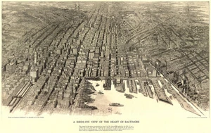 Baltimore, Maryland - 1912 - Aerial Bird's Eye View Map Poster - Picture 1 of 1
