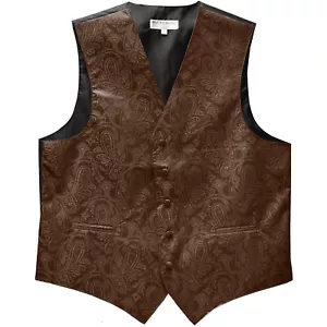 New Polyester Men's Tuxedo Vest Waistcoat only Paisley Pattern brown wedding - Picture 1 of 3