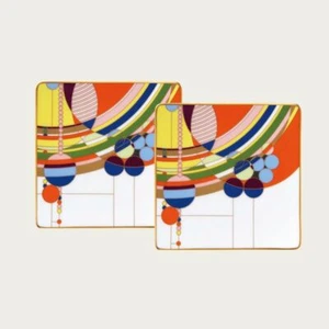 FRANK LLOYD WRIGHT March Balloons Square Plate set of 2 Noritake Japan New Gift - Picture 1 of 5