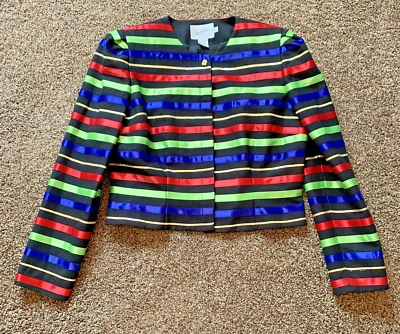 Jaqueta blazer cropped vintage anos 80 JAQUELINE FERRAR BOLERO FITAS tamanho 12 GLAM - Imagem 1 de 4