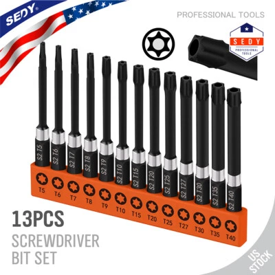 13pc Torx Screwdriver Bit Set Connect Impact Driver Drill Security Tamper Proof - Image 1 of 4