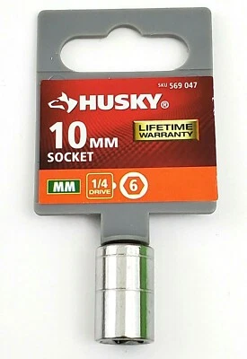 Husky 10 mm  Socket for 1/4" Drive 6 Point Metric H4D6P10MM - Image 1 of 4