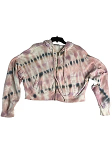 Young Fabulous & Broke Hoodie Pink Tie Dye Cropped Zip Up Sweatshirt YFB M - Bild 1 von 5