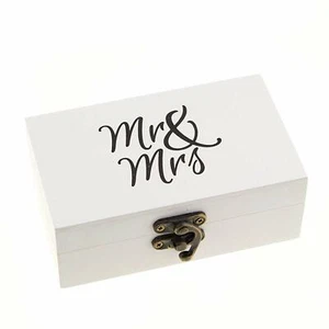 White & Black Ring Box Wedding Ceremony Vintage Ring Bearer Box (Mr & Mrs) - Picture 1 of 7