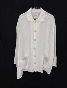 Flax Jeanne Engelheart Linen Shirt Duster Jacket Lagenlook Oversized Size 1X - Picture 1 of 7