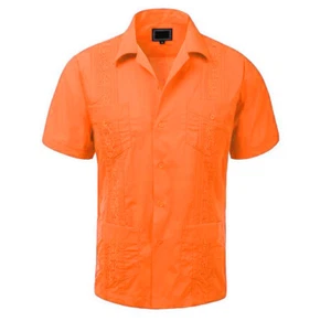 Boys Embroidered Guayabera Original Cuban Short sleeve dress shirt Wedding Party - Picture 1 of 47