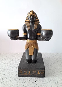 Tutankhamen Candlestick Holder King Tut Taper Candles Signed Veronese - Picture 1 of 6
