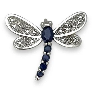 14K Weißgold Libelle Anhänger mit blauen Saphiren und Diamanten - Bild 1 von 6