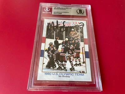 Mike Eruzione 1991 Impel Olympic Team Card Signed Auto Beckett BAS Slabbed - Image 1 of 2