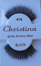 CHRISTINA FALSE EYELASHES #76 _100% HUMAN HAIR ( 1 PAIR BLACK)