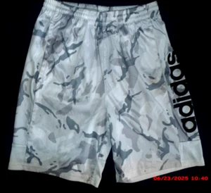BOY'S ADIDAS GRAY & WHITE ATHLETIC SHORTS~SIZE LARGE 14 / 16 - Picture 1 of 2