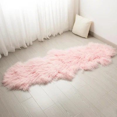 Alfombra de piel de oveja 100 % genuina ligera real esponjosa suave lana larga mongola Foto 1 de 4