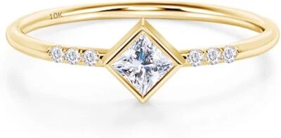 1/10ct Natural Diamond Mini Stacking Engagement Ring in 10K Solid Gold - Image 1 of 4