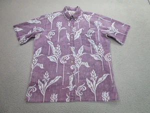 Reyn Spooner Shirt Mens Large Purple Hawaiian AOP All Over Print Chambray Floral - Picture 1 of 12