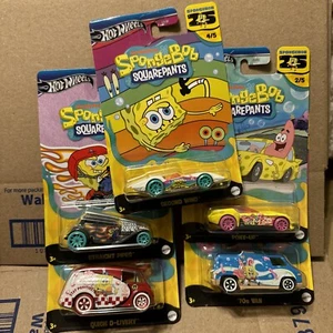 Hot Wheels 2024 SPONGEBOB SQUAREPANTS 25th Anniversary COMPLETE SET 5/5 - Picture 1 of 21