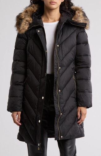 Cappotto giacca imbottito trapuntato con cappuccio donna Michael Kors nero taglia XS