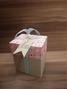 Geld-/Gutscheinverpackung Geschenkbox Kraftkarton/DSP Nikolaussocke rosa - Bild 1 von 2