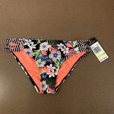 California Waves Hibiscus Punch Strappy Hipster Multi Size MediumSwimsuit Bottom - Image 1 of 4