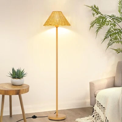 Boho Floor Lamps for Living Room, Rattan Floor Lamp with Woven Wicker Lampsha... - Image 1 of 4