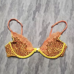 Victoria Secret Bra Womens 36B Yellow Cheetah Print Very Sexy Lace - Picture 1 of 9