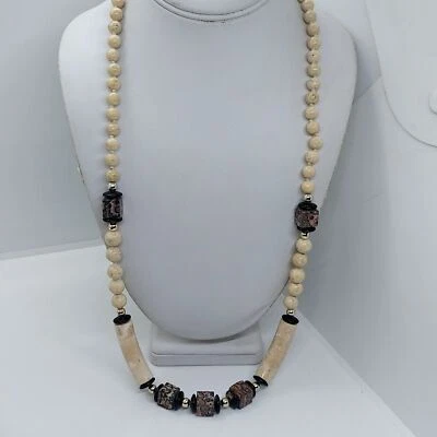 Colar de miçangas de jaspe amarrado à mão 30" de comprimento - Imagem 1 de 4