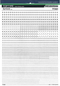 Mecanorma letras de transferencia seca A4, productos gráficos, símbolos de tipo superior TT S321 - Imagen 1 de 2