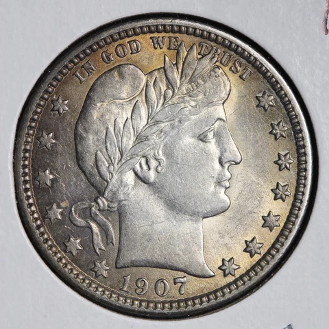 1907 Barber Silver Quarter CHOICE BU *UNCIRCULATED* MS TONED E310 ICMH Cover