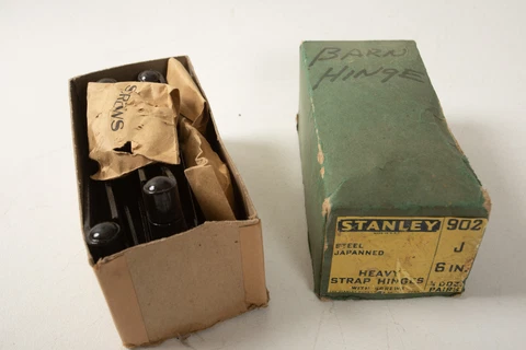 Stanley Steel Japanned  (A5R) Heavy Strap Hinges (JSF6) 902 6" Lot of 3 w/Screws Cover