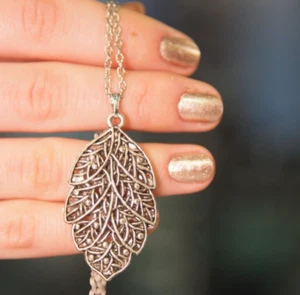 Silber Blatt Anhänger zarte Natur Charm lange Kette Halskette für Mode Frauen - Bild 1 von 8