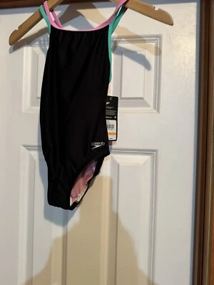 Speedo Girls Fuchsia Pink Cross Back Multi Straps One Piece Swimsuit Size 7/New! - Image 1 of 4