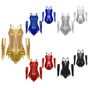 Mujer Ropa de Baile Vals Disfraz Vestido Brillante Metálico Espalda Cruzada Competición - Imagen 1 de 78